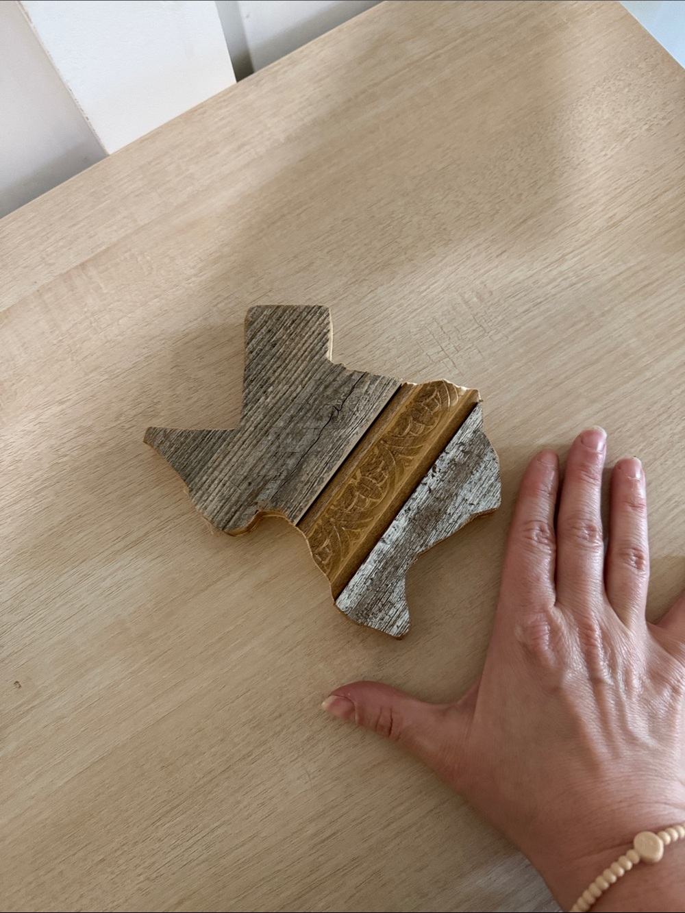 Wood Texas State Wall Art - Gray & brown coaster